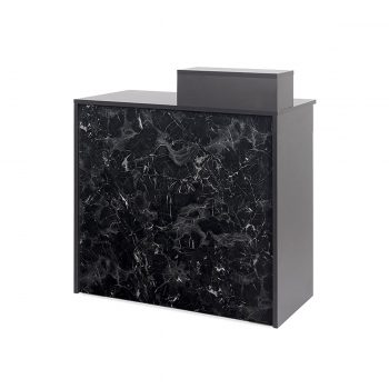 meuble reception caisse finition marbre et stratifié noir