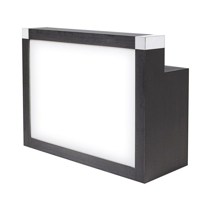 meuble caisse avec panneau frontal lumineux noir et métal