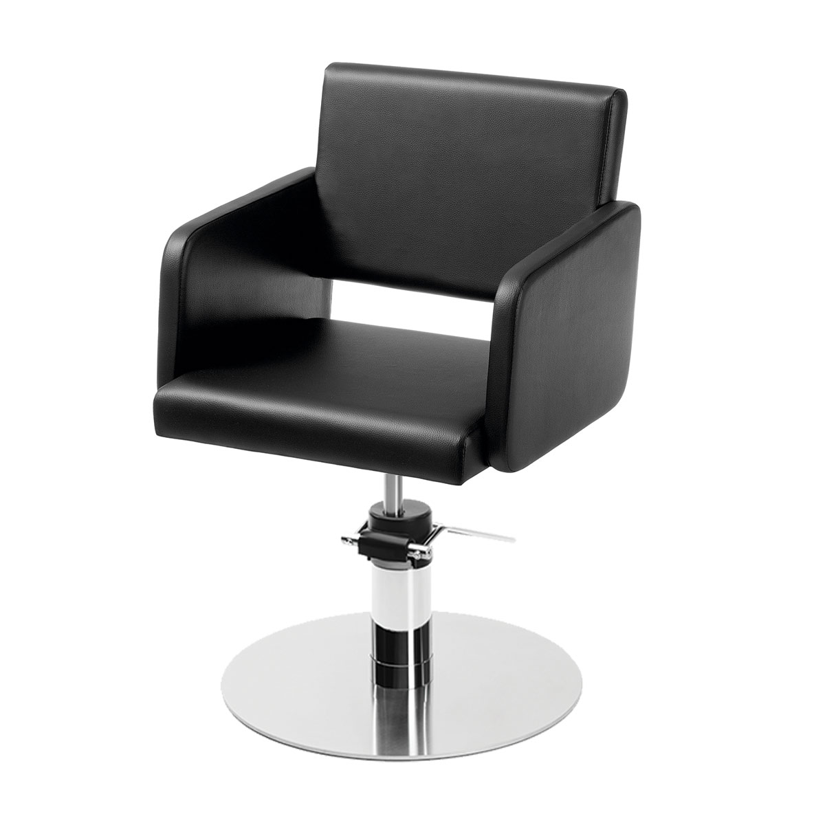 Fauteuil de coiffure avec base ronde inox