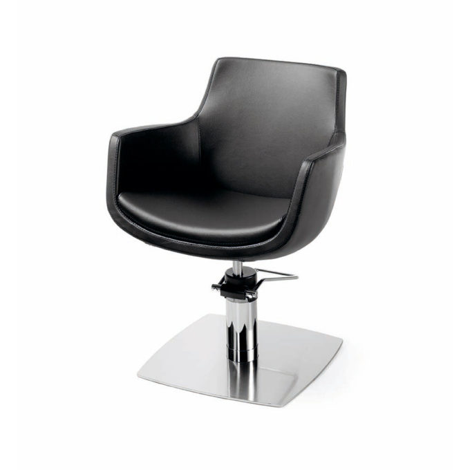fauteuil de coiffure pvc noir avec base carré et pompe hydraulique