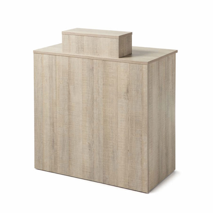 meuble comptoir de réception caisse couleur bois naturel