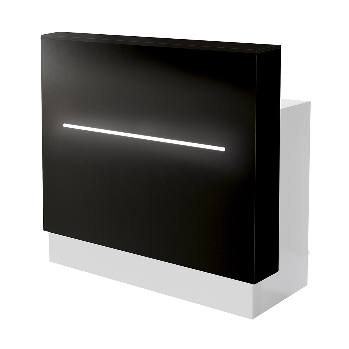 Meuble de réception de salon de coiffure noir et blanc avec bande lumineuse LED en partie frontale