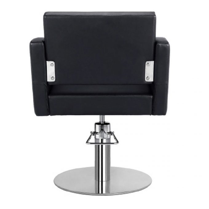 fauteuil de coiffure avec assise large, pied et pompe hydraulique, étoile, ronde ou carrée, couleur noir ou inox