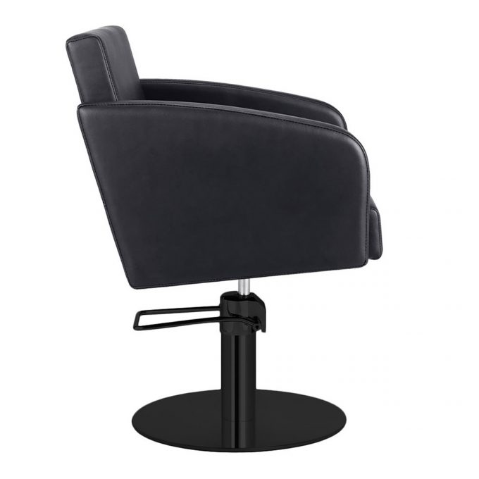 fauteuil de coiffure avec assise large, pied et pompe hydraulique, étoile, ronde ou carrée, couleur noir ou inox