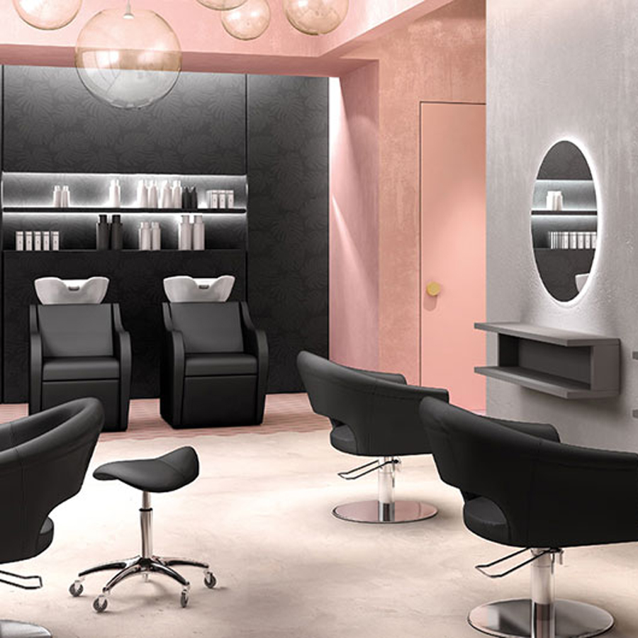 Salon de coiffure complet avec mobiliers aux designs modernes