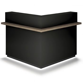 meuble caisse d'angle gris anthracite avec tablette effet bois