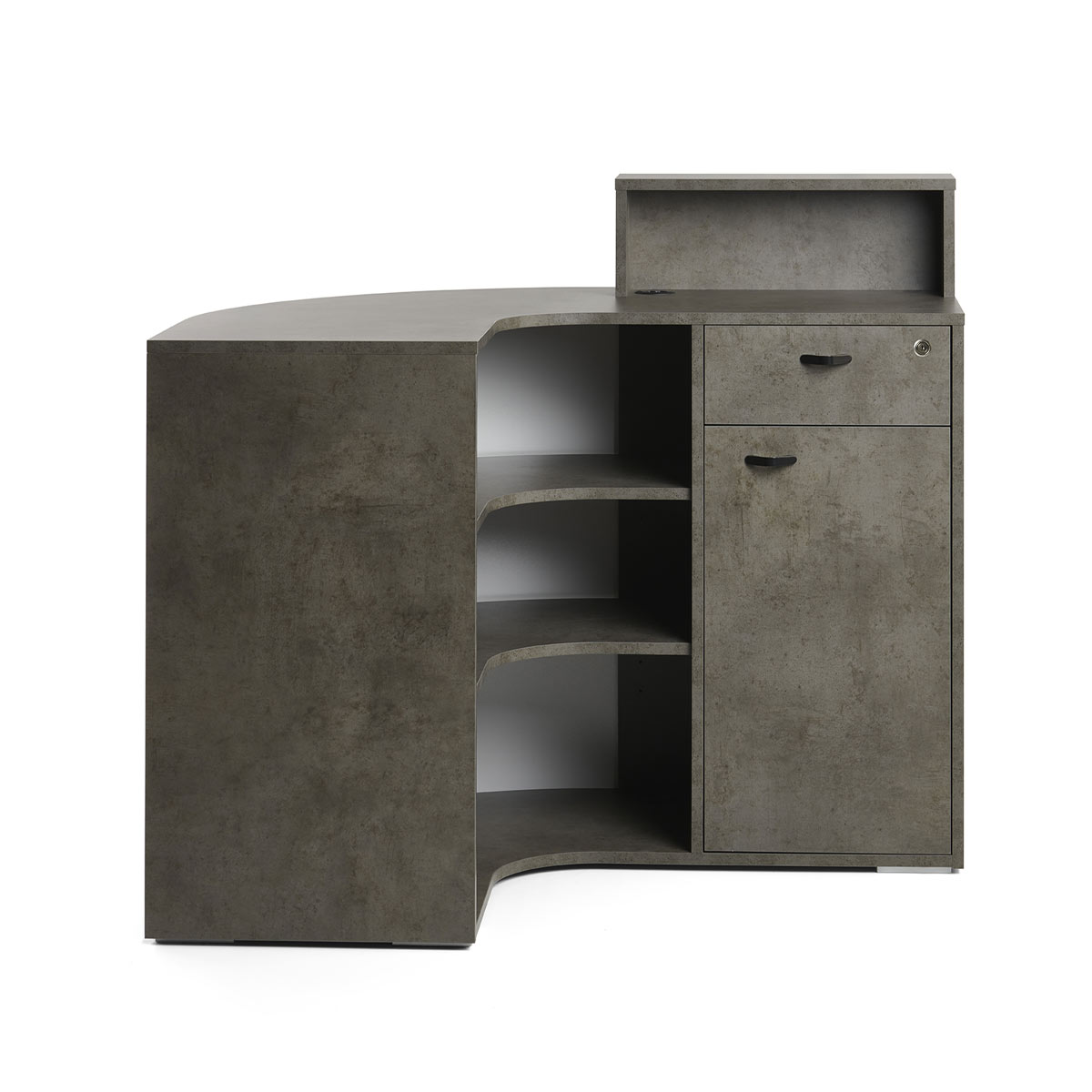 Meuble caisse arrondis en stratifié effet bois avec rangements