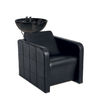 Bac de lavage noir effet matelassé avec évier en céramique noir et robinetterie incluse