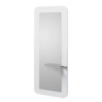Miroir de coiffure avec contours blanc et tablette avec porte sèchoir