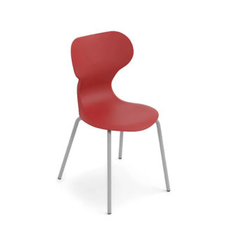 chaise d'attente rouge avec pied aluminium brillant