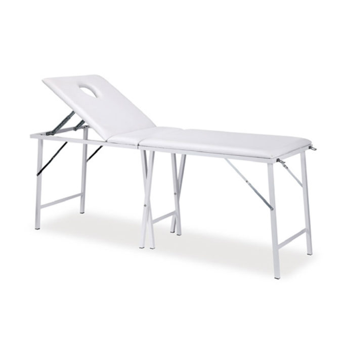 Table de massage pliante pour le transport et légère, blanc avec réglage manuel du dossier