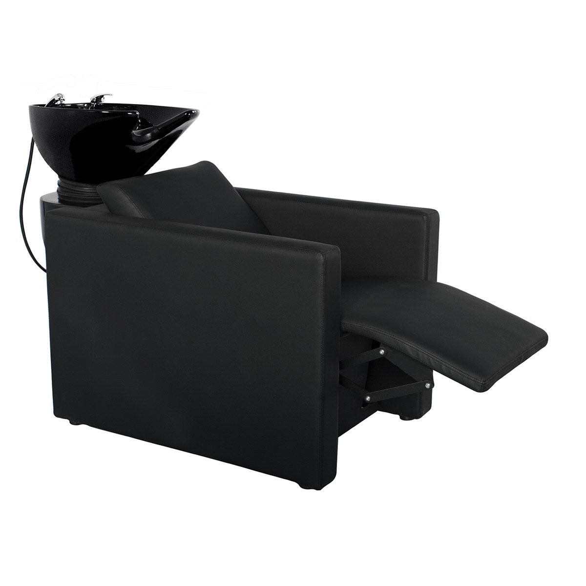 Bac à shampoing noir avec relax et vasque inclinable