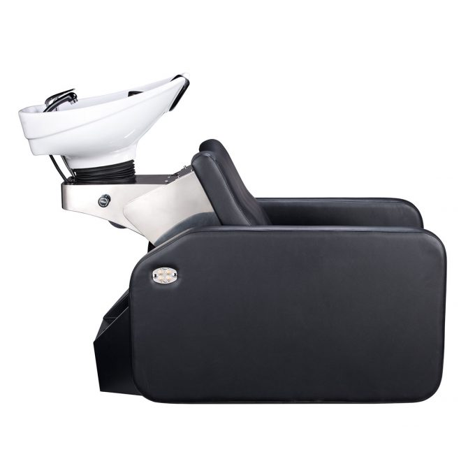 fauteuil de lavage avec repose jambe électrique, vasque reglable en hauteur, bac qui s'allonge complétement, confort optimal
