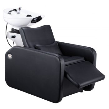 fauteuil de lavage avec repose jambe électrique, vasque reglable en hauteur, bac qui s'allonge complétement, confort optimal
