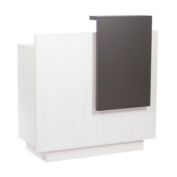 meuble réception caisse avec finition frontal et tablette gris graphite