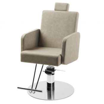 fauteuil barbier et esthétique taiki, finition revêtement similicuir, base étoile, ronde, noire, inox,