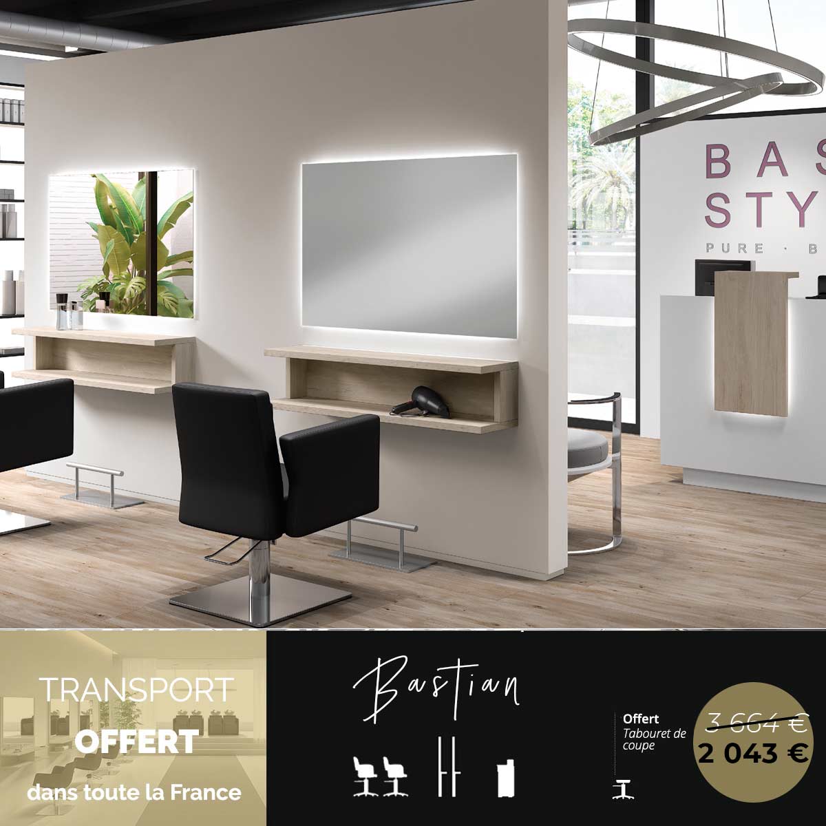 Packs mobilier de coiffure salons complets de coiffure - Mobicoiff
