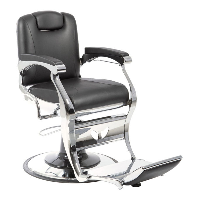 fauteuil de barbier noir et chromé effet vintage