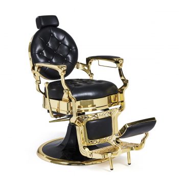 fauteuil barbier vintage noir et or mate
