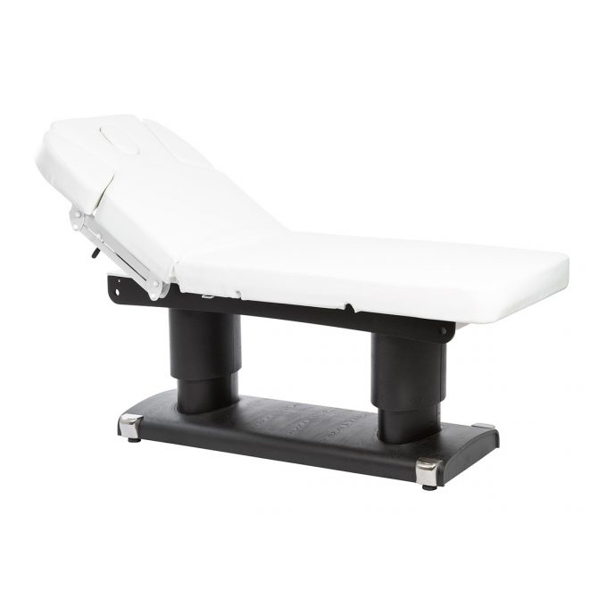 table de massage structure en noir ou blanc avec matelas épais et plusieurs positions