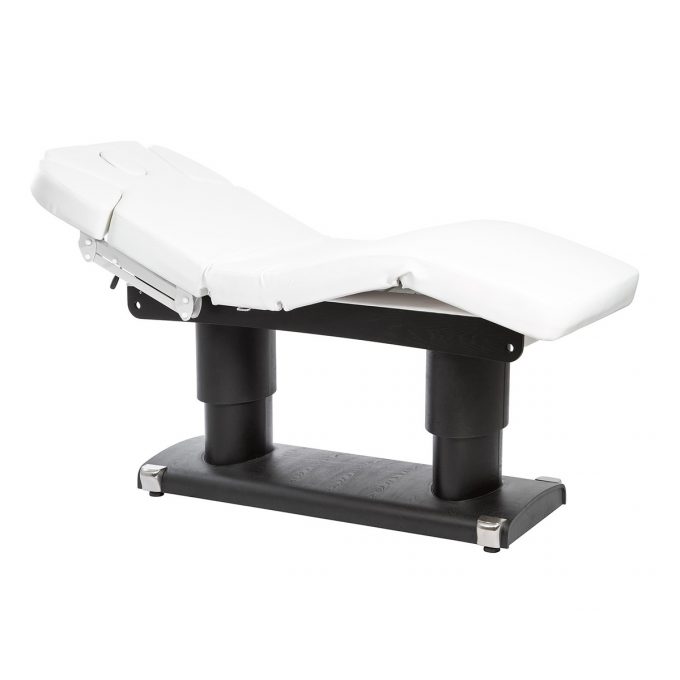 table de massage structure en noir ou blanc avec matelas épais et plusieurs positions