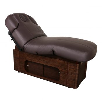lit de massage spa, en bois avec rangement et matelas épais noir, chauffage et 4 moteurs de réglages