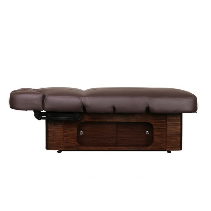 lit de massage spa, en bois avec rangement et matelas épais noir, chauffage et 4 moteurs de réglages