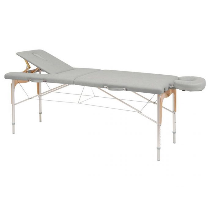 table de massage ecopostural grise pliante et réglable en hauteur avec extension amovible