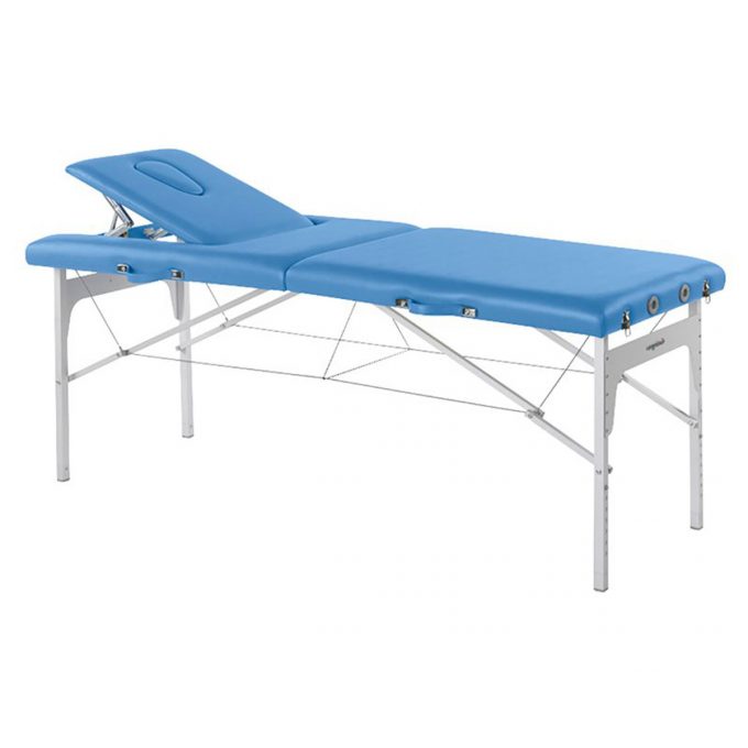 table de massage pliante pour transport bleue avec pieds en aluminium