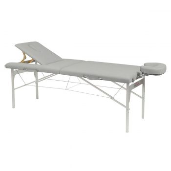 table de masssage ecopostural grise avec structure en aluminium pliante et réglable en hauteur
