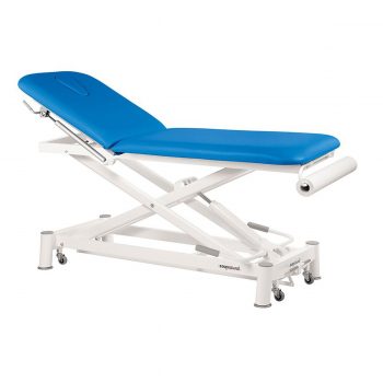 table de massage 2 plans à ciseaux Ecopostural pompe hydraulique, couleur bleu