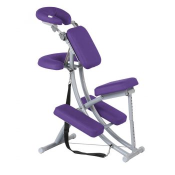 chaise de massage violette modulable en aluminium légère et transportable