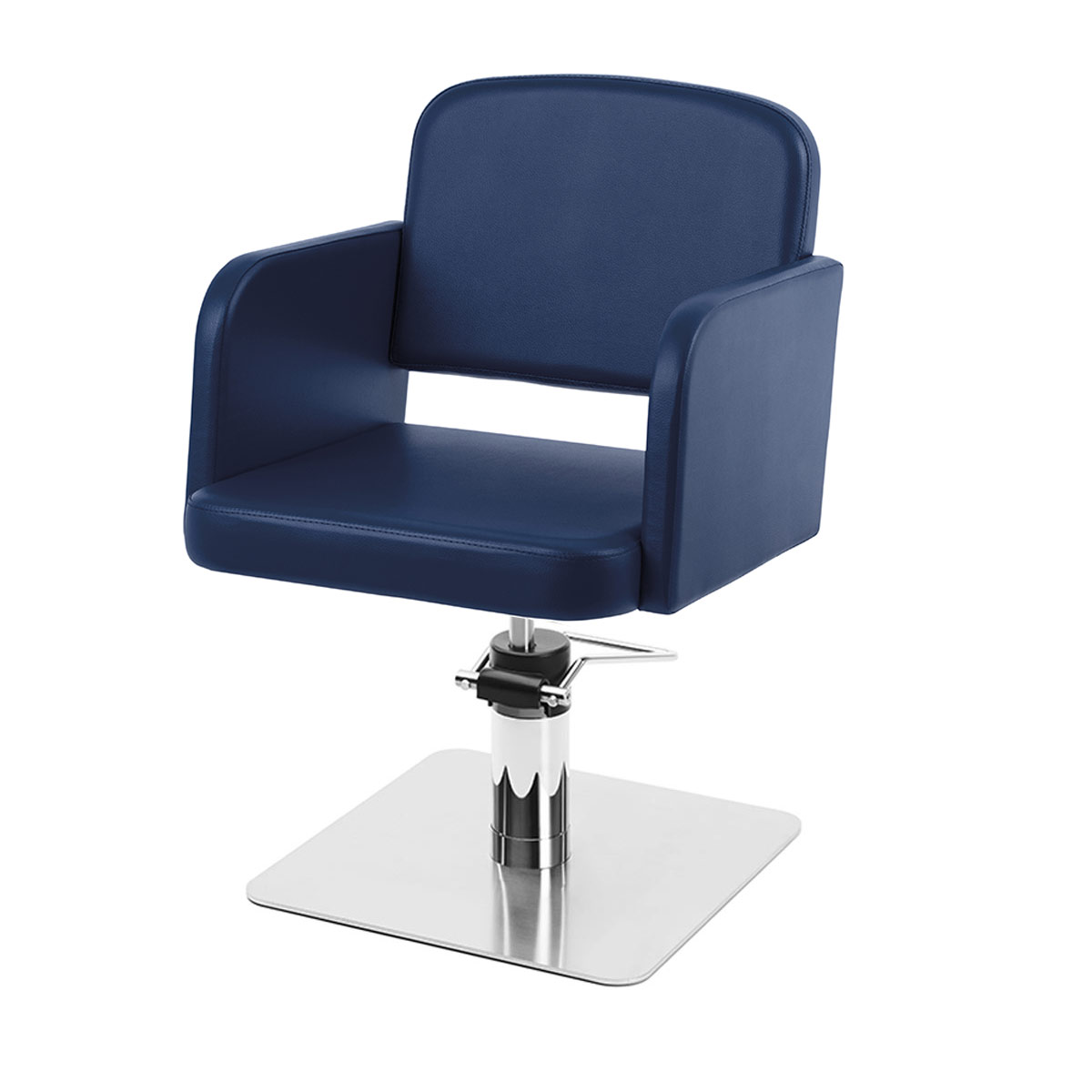 Fauteuil élégant bleu marine, avec pied carré et pompe hydraulique
