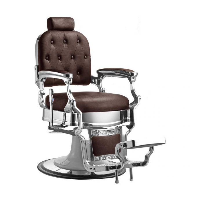 fauteuil barbier marron chocolat style vintage