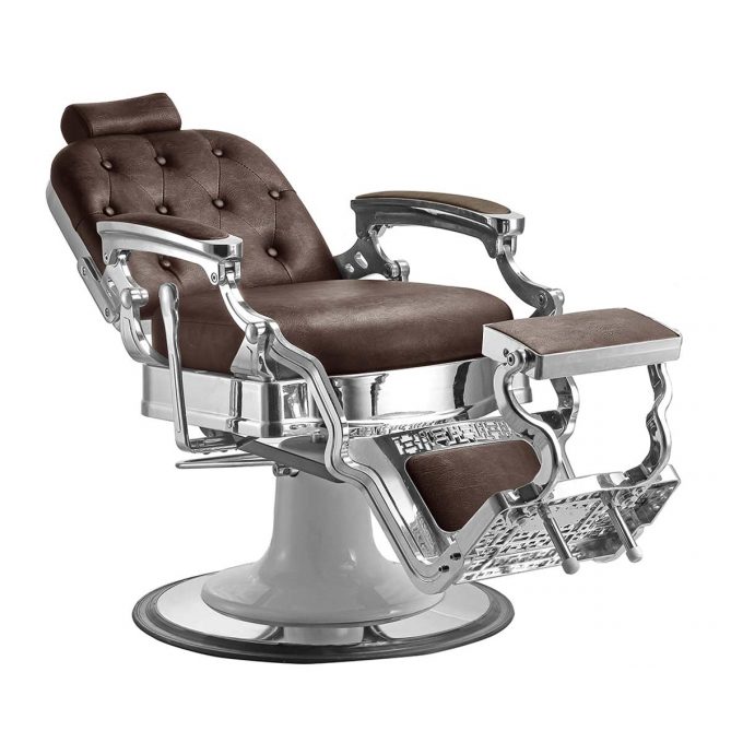fauteuil barbier marron chocolat style vintage