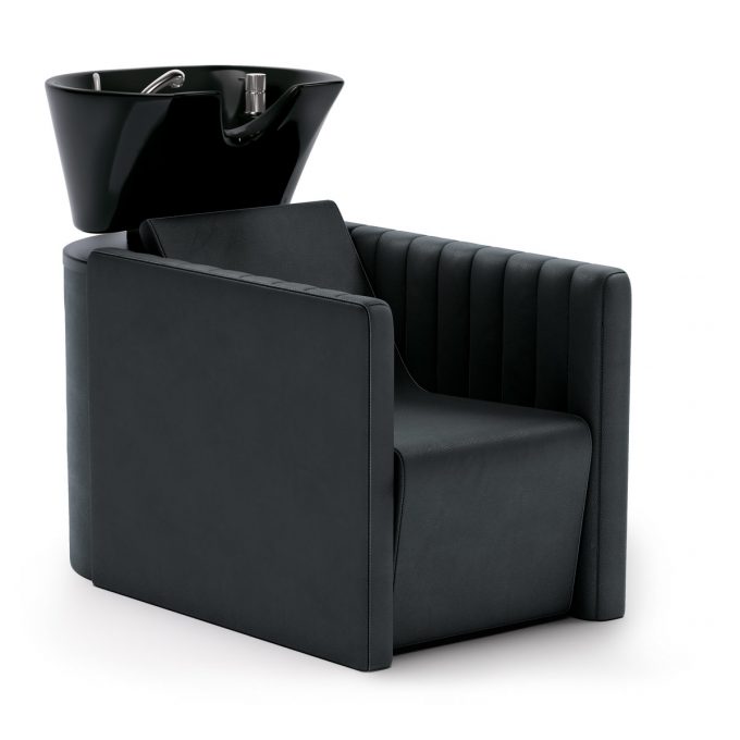 Bac à shampoing confortable et ergonomique avec vasque blanche ou noire assise large