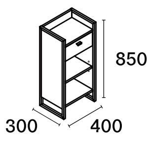 meuble de rangement pour accessoires coiffure en metal noir et étagères , tiroir en stratifié