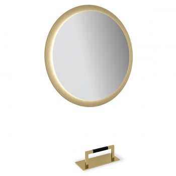 grand miroir rond pour salon de coiffure de 120 cm avec contour Or et diffusion de lumière LED pour une ambiance chic et intimiste