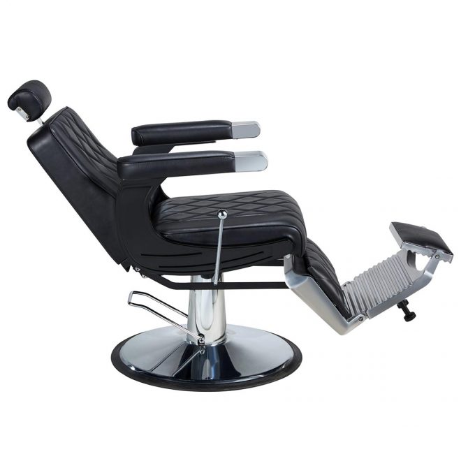 siège de barbier métal noir chromé et similicuir moderne et vintage