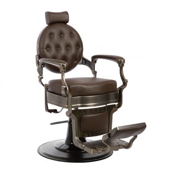 fauteuil barbier vintage marron et métal brossé