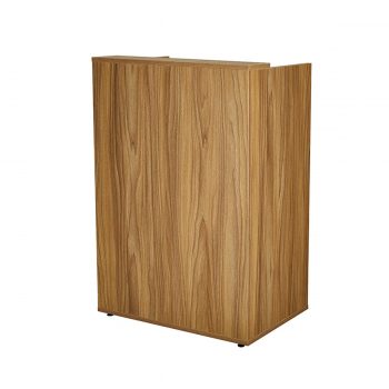 réception d'accueil en effet bois brut clair, avec rangements, petites largeur, 70 cm
