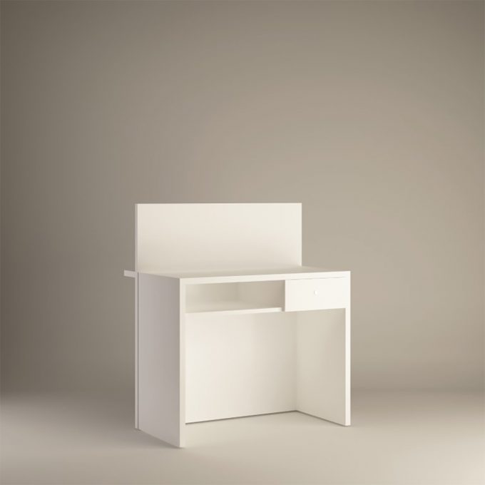 meuble accueil et caisse en mélaminé blanc avec tiroir et tablette
