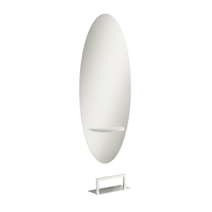 grand miroir ovale de 210 cm avec éclairage LED sur le contour, existe avec tablette et repose pieds