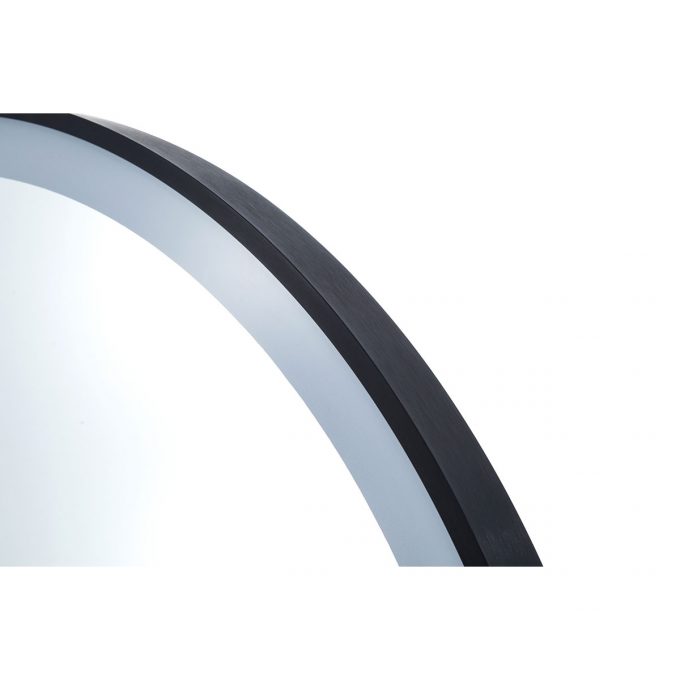 miroir rond 80 cm avec cadre en aluminium noir et éclairage LED intégré