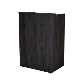 meuble caisse de réception et d'accueil en bois noir avec tiroirs à clés et rangement, petit et spacieux