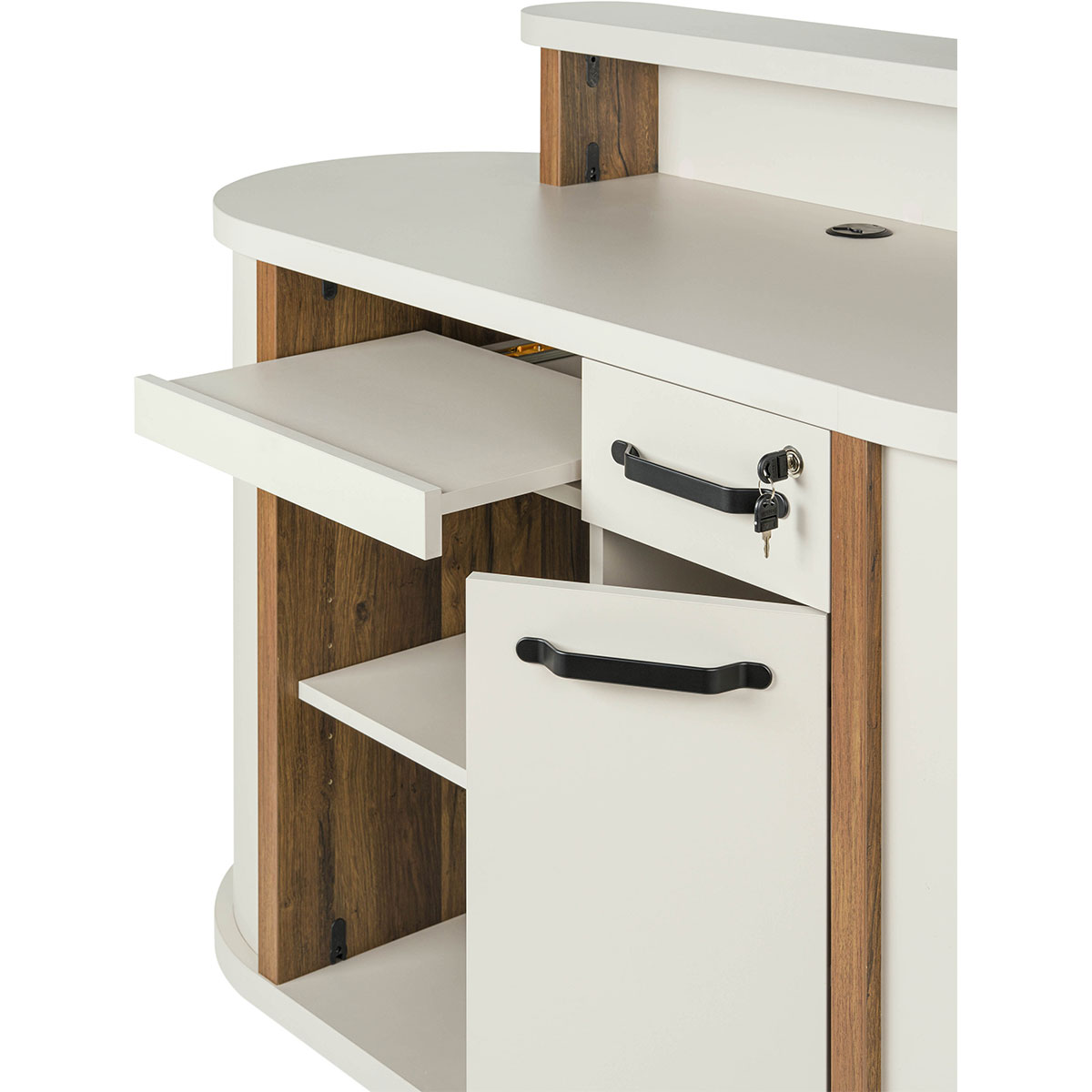 Comptoir d'acceuil avec tiroir à clé, rangement et personnalisation aux choix