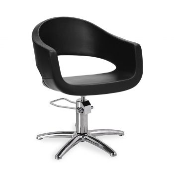 Chaise de coiffure pivotant avec base étoile réglable en hauteur, finition en similicuir noir