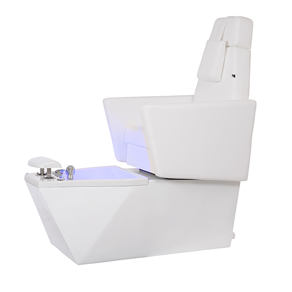 fauteuil pedispa pour pédicure avec bain à hydromassage, douche et éclairage led, accoudoirs pivotants et réglage du dossier et assise par 2 moteurs
