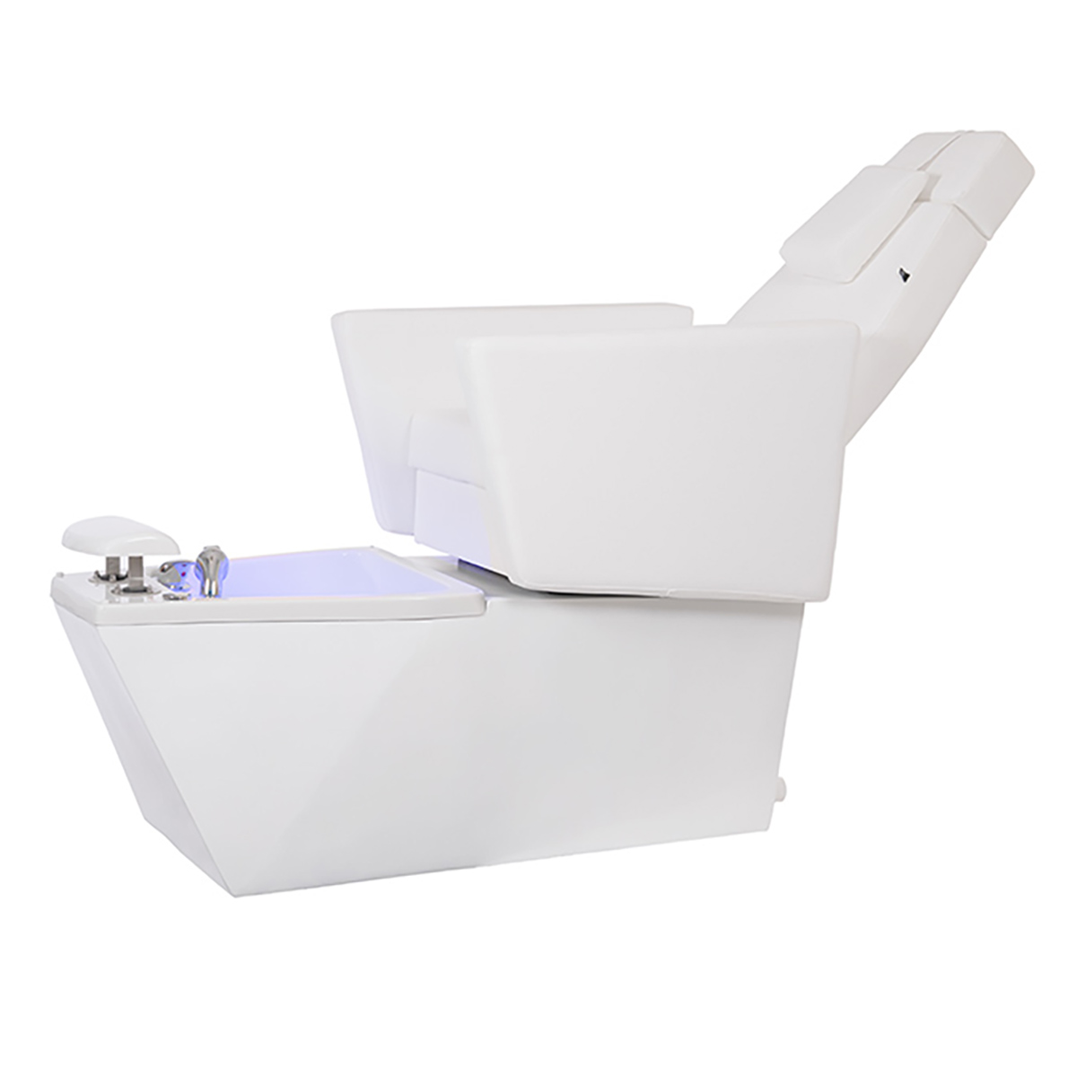 fauteuil pedispa pour pédicure avec bain à hydromassage, douche et éclairage led, accoudoirs pivotants et réglage du dossier et assise par 2 moteurs