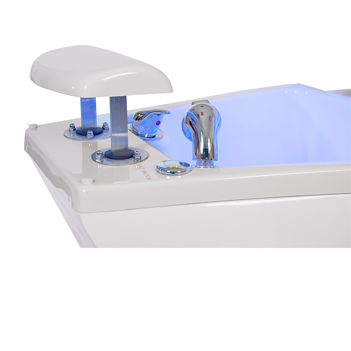 fauteuil pedispa pour pédicure avec bain à hydromassage, douche et éclairage led, accoudoirs pivotants et réglage du dossier et assise par 2 moteurs